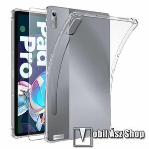 Szilikon védő tok / hátlap + Előlap védő karcálló edzett üveg - FÉNYES - ÁTLÁTSZÓ - erősített sarkok, 0, 3mm vékony, 9H, Arc Edge, A képernyő sík részét védi!, ERŐS VÉDELEM! - Lenovo Tab P11 Pro (Gen 2) kép