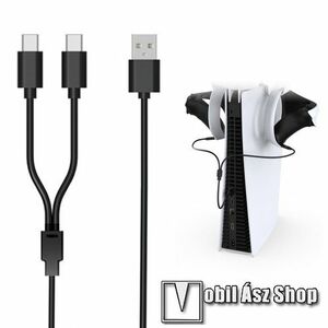 DOBE TP5-2519 SONY PS VR2 / kontroller / fejhallgató-hoz töltő kábel 2 az 1-ben - USB / elágazó Type-C kábel - 80cm hosszú, egyszerre 2 Sense / Joystick vezérlő tölthető vele! - FEKETE - GYÁRI kép