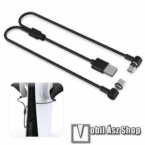 DOBE TP5-2520 SONY PS VR2 / kontroller / fejhallgató-hoz töltő kábel 2 az 1-ben - USB / Mágneses elágazó Type-C kábel - 90°-os derékszögű, 80cm hosszú, egyszerre 2 Sense / Joystick vezérlő tölthető vele! - FEKETE - GYÁRI kép