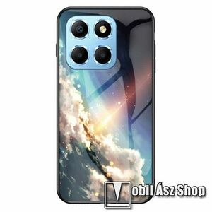 GLASS CASE műanyag védő tok / hátlap védő edzett üveg - FELHŐ / ÉGBOLT MINTÁS - szilikon szegély - HUAWEI Honor X6 / X8 5G / Play6C / Play 30 / 70 Lite kép