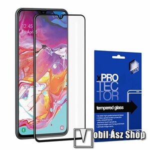 Xpro előlap védő karcálló edzett üveg - FEKETE - 9H, 0, 33mm, A teljes felületén tapad! - A TELJES KIJELZŐT VÉDI! - SAMSUNG Galaxy A70 (SM-A705FN/DS) - GYÁRI kép
