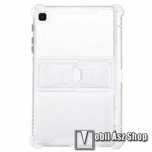 Szilikon védő tok / hátlap - ÁTLÁTSZÓ - asztali tartó funkciós, műanyag kitámasztó, erősített sarkok - ERŐS VÉDELEM! - SAMSUNG Galaxy Tab A7 Lite (SM-T220 / SM-T225) kép