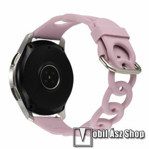 Okosóra szíj - légáteresztő, sportoláshoz, szilikon - VILÁGOS LILA - lánc formájú, 118+95mm hosszú, 22mm széles - SAMSUNG Galaxy Watch 46mm / Watch GT2 46mm / Watch GT 2e / Galaxy Watch3 45mm / Honor MagicWatch 2 46mm kép