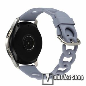 Okosóra szíj - légáteresztő, sportoláshoz, szilikon - VILÁGOSKÉK - lánc formájú, 118+95mm hosszú, 22mm széles - SAMSUNG Galaxy Watch 46mm / Watch GT2 46mm / Watch GT 2e / Galaxy Watch3 45mm / Honor MagicWatch 2 46mm kép