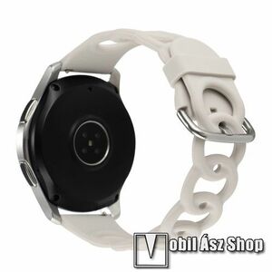 Okosóra szíj - légáteresztő, sportoláshoz, szilikon - TÖRTFEHÉR - lánc formájú, 118+95mm hosszú, 22mm széles - SAMSUNG Galaxy Watch 46mm / Watch GT2 46mm / Watch GT 2e / Galaxy Watch3 45mm / Honor MagicWatch 2 46mm kép