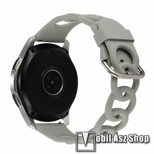 Okosóra szíj - légáteresztő, sportoláshoz, szilikon - SZÜRKE - lánc formájú, 118+95mm hosszú, 22mm széles - SAMSUNG Galaxy Watch 46mm / Watch GT2 46mm / Watch GT 2e / Galaxy Watch3 45mm / Honor MagicWatch 2 46mm kép