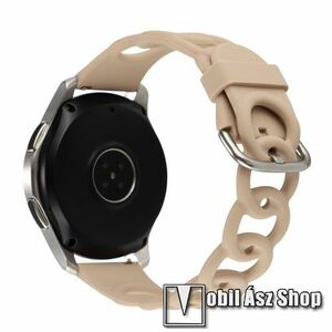 Okosóra szíj - légáteresztő, sportoláshoz, szilikon - KHAKI - lánc formájú, 118+95mm hosszú, 22mm széles - SAMSUNG Galaxy Watch 46mm / Watch GT2 46mm / Watch GT 2e / Galaxy Watch3 45mm / Honor MagicWatch 2 46mm kép