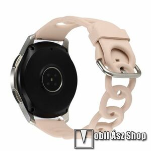 Okosóra szíj - légáteresztő, sportoláshoz, szilikon - RÓZSASZÍN - lánc formájú, 118+95mm hosszú, 22mm széles - SAMSUNG Galaxy Watch 46mm / Watch GT2 46mm / Watch GT 2e / Galaxy Watch3 45mm / Honor MagicWatch 2 46mm kép