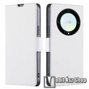 SLIM WALLET notesz / mappa tok - FEHÉR - oldalra nyíló, asztali tartó funkciós, bankkártyatartó, szilikon belsővel, mágneses záródás - HUAWEI Honor X40 / Honor X9a / Honor Magic5 Lite kép