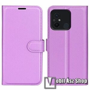 WALLET notesz tok / flip tok - LILA - asztali tartó funkciós, oldalra nyíló, rejtett mágneses záródás, bankkártyatartó zseb, szilikon belső - Xiaomi Redmi 12C / Redmi 11A / Poco C55 kép