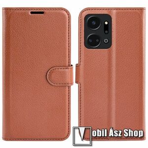WALLET notesz tok / flip tok - BARNA - asztali tartó funkciós, oldalra nyíló, rejtett mágneses záródás, bankkártyatartó zseb, szilikon belső - HUAWEI Honor X7a / Play7T kép