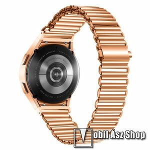 Okosóra szíj - ROSE GOLD - rozsdamentes acél, csatos, állítható hosszúság, üreges kialakítás, légáteresztő - SAMSUNG Galaxy Watch4 Classic 46mm (SM-R890) / 42mm (SM-R880) / 44mm (SM-R870) / 40mm (SM-R860) / Watch5 44mm (SM-R915F) / 40mm (SM-R905F) / Pro ( kép
