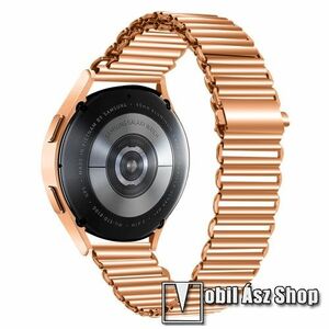 Okosóra szíj - ROSE GOLD - rozsdamentes acél, csatos, állítható hosszúság, üreges kialakítás, légáteresztő, 20mm széles - SAMSUNG Watch4 40mm / 42mm / 44mm / 46mm / Watch5 40mm / 44mm/ Pro / Active2 40mm / 44mm / Amazfit GTS 4 / HUAWEI Watch GT 3 42mm kép
