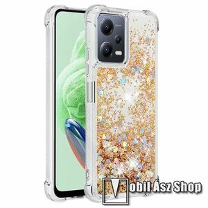Szilikon védő tok / hátlap - ARANY - csillogó, liquid folyadék, erősített sarkok, ERŐS VÉDELEM! - Xiaomi Poco X5 / Redmi Note 12 5G kép