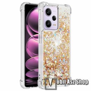 Szilikon védő tok / hátlap - ARANY - csillogó, liquid folyadék, erősített sarkok, ERŐS VÉDELEM! - Xiaomi Poco X5 Pro / Redmi Note 12 Pro Speed / Redmi Note 12 Pro 5G kép