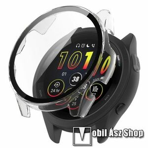 Okosóra műanyag védő tok / keret - ÁTLÁTSZÓ - 9H edzett üveg előlap védő is! - Garmin Forerunner 265S kép