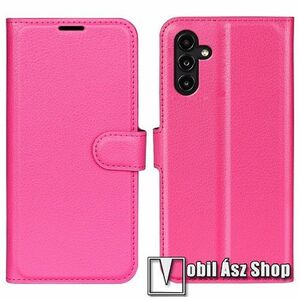 WALLET notesz tok / flip tok - MAGENTA - asztali tartó funkciós, oldalra nyíló, rejtett mágneses záródás, bankkártyatartó zseb, szilikon belső - SAMSUNG Galaxy A14 5G (SM-A146) / 4G (SM-A145) kép