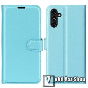 WALLET notesz tok / flip tok - VILÁGOSKÉK - asztali tartó funkciós, oldalra nyíló, rejtett mágneses záródás, bankkártyatartó zseb, szilikon belső - SAMSUNG Galaxy A14 5G (SM-A146) / 4G (SM-A145) kép