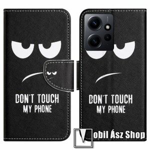 Notesz / mappa tok - Do Not Touch My Phone MINTÁS - oldalra nyíló, rejtett mágneses záródás, bankkártyatartó zsebek, asztali tartó funkció, szilikon belső - Xiaomi Redmi Note 12 4G (Global version) kép