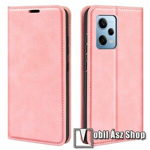 Notesz tok / flip tok - RÓZSASZÍN - hasított PU bőr, asztali tartó funkciós, oldalra nyíló, rejtett mágneses záródás, bankkártya tartó zseb, szilikon belső - Xiaomi Poco X5 Pro / Redmi Note 12 Pro Speed / Redmi Note 12 Pro 5G kép
