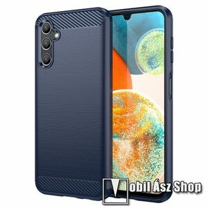 OTT! CARBON szilikon védő tok / hátlap - SÖTÉTKÉK - karbon mintás, ERŐS VÉDELEM! - SAMSUNG Galaxy A14 5G (SM-A146) / 4G (SM-A145) kép