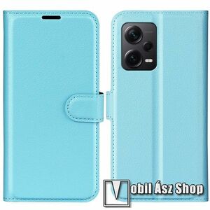 WALLET notesz tok / flip tok - VILÁGOSKÉK - asztali tartó funkciós, oldalra nyíló, rejtett mágneses záródás, bankkártyatartó zseb, szilikon belső - Xiaomi Redmi Note 12 Pro Plus kép