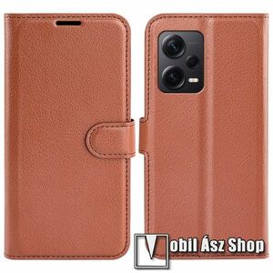 WALLET notesz tok / flip tok - BARNA - asztali tartó funkciós, oldalra nyíló, rejtett mágneses záródás, bankkártyatartó zseb, szilikon belső - Xiaomi Redmi Note 12 Pro Plus kép
