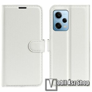 WALLET notesz tok / flip tok - FEHÉR - asztali tartó funkciós, oldalra nyíló, rejtett mágneses záródás, bankkártyatartó zseb, szilikon belső - Xiaomi Poco X5 Pro / Redmi Note 12 Pro Speed / Redmi Note 12 Pro 5G kép