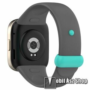 Okosóra szíj - szilikon - SÖTÉTSZÜRKE / CYAN - 106mm + 115mm hosszú - Xiaomi Mi Watch Lite 3 / Redmi Watch 3 / Redmi Band 3 kép