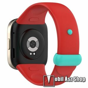 Okosóra szíj - szilikon - PIROS / CYAN - 106mm + 115mm hosszú - Xiaomi Mi Watch Lite 3 / Redmi Watch 3 / Redmi Band 3 kép