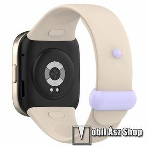 Okosóra szíj - szilikon - ELEFÁNTCSONTFEHÉR / LILA - 106mm + 115mm hosszú - Xiaomi Mi Watch Lite 3 / Redmi Watch 3 / Redmi Band 3 kép