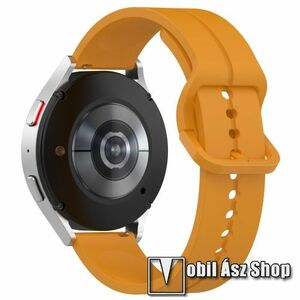 Okosóra szíj - szilikon - NARANCSSÁRGA - 128mm+93mm hosszú, 20mm széles - SAMSUNG Watch4 40mm / 42mm / 44mm / 46mm / Watch5 40mm / 44mm/ Pro / Active2 40mm / 44mm / Amazfit GTS 4 / HUAWEI Watch GT 3 42mm / Venu Sq2 40mm kép