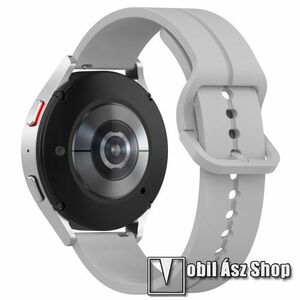 Okosóra szíj - szilikon - VILÁGOSSZÜRKE - 128mm+93mm hosszú, 20mm széles - SAMSUNG Watch4 40mm / 42mm / 44mm / 46mm / Watch5 40mm / 44mm/ Pro / Active2 40mm / 44mm / Amazfit GTS 4 / HUAWEI Watch GT 3 42mm / Venu Sq2 40mm kép