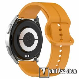 Okosóra szíj - szilikon - NARANCSSÁRGA - 128mm+93mm hosszú, 22mm széles - HUAWEI Watch GT 3 46mm / GT 3 Pro 46mm / Watch 3 46mm / Watch 3 Pro 48mm / SAMSUNG Watch3 45mm / Xiaomi Watch S2 / Amazfit GTR 4 46mm kép