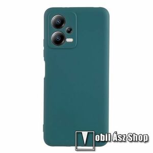 Szilikon védő tok / hátlap - SÖTÉTZÖLD - kameravédelem, mikroszálas szövet karcolásmentesítő belső, 2mm vastag - Xiaomi Poco X5 / Redmi Note 12 5G kép