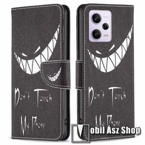 Notesz / mappa tok - Do Not Touch My Phone MINTÁS - oldalra nyíló, rejtett mágneses záródás, bankkártyatartó zsebek, asztali tartó funkció, szilikon belső - Xiaomi Poco X5 Pro / Redmi Note 12 Pro Speed / Redmi Note 12 Pro 5G kép