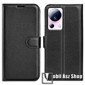 WALLET notesz tok / flip tok - FEKETE - asztali tartó funkciós, oldalra nyíló, rejtett mágneses záródás, bankkártyatartó zseb, szilikon belső - Xiaomi 13 Lite / Civi 2 kép