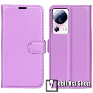 WALLET notesz tok / flip tok - LILA - asztali tartó funkciós, oldalra nyíló, rejtett mágneses záródás, bankkártyatartó zseb, szilikon belső - Xiaomi 13 Lite / Civi 2 kép