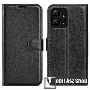 WALLET notesz tok / flip tok - FEKETE - asztali tartó funkciós, oldalra nyíló, rejtett mágneses záródás, bankkártyatartó zseb, szilikon belső - Xiaomi Redmi Note 12 4G (Global version) kép