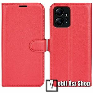 WALLET notesz tok / flip tok - PIROS - asztali tartó funkciós, oldalra nyíló, rejtett mágneses záródás, bankkártyatartó zseb, szilikon belső - Xiaomi Redmi Note 12 4G (Global version) kép