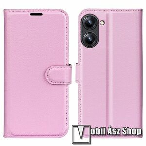 WALLET notesz tok / flip tok - RÓZSASZÍN - asztali tartó funkciós, oldalra nyíló, rejtett mágneses záródás, bankkártyatartó zseb, szilikon belső - Realme 10 4G kép