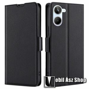 SLIM WALLET notesz / mappa tok - FEKETE - oldalra nyíló, asztali tartó funkciós, bankkártyatartó, szilikon belsővel, mágneses záródás - Realme 10 4G kép