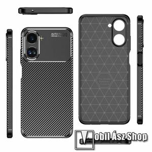 OTT! CARBON PRO szilikon védő tok / hátlap - FEKETE - karbon mintás, ERŐS VÉDELEM! - Realme 10 4G kép