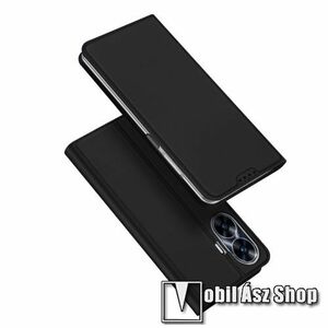 DUX DUCIS SKIN PRO slim design notesz / mappa tok - FEKETE - oldalra nyíló flip cover, asztali tartó funkció, szilikon belső, mágneses záródás - Realme C55 / narzo N55 - GYÁRI kép
