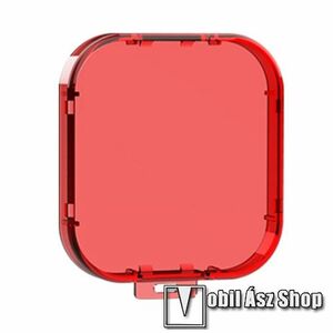 Műanyag lencsevédő védő kupak GoPro Hero 11 Black Mini vízálló védő tok-hoz - 34 x 34mm - ÁTTETSZŐ PIROS - CSAK A 234523 CIKKSZÁMÚ TOKKAL KOMPATIBILIS! kép