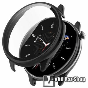 Okosóra műanyag védő tok / keret - FEKETE - 9H edzett üveg előlap védő is! - Xiaomi Amazfit GTR Mini kép