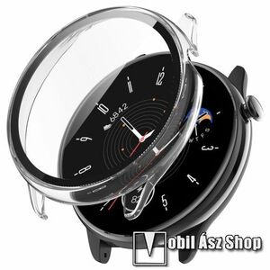 Okosóra műanyag védő tok / keret - ÁTLÁTSZÓ - 9H edzett üveg előlap védő is! - Xiaomi Amazfit GTR Mini kép