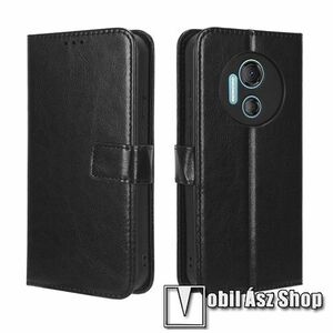 CRAZY notesz / mappa tok - FEKETE - oldalra nyíló, asztali tartó funkciós, bankkártyatartó, szilikon belsővel, mágneses záródás - DOOGEE X97 / X97 Pro kép