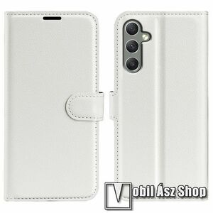WALLET notesz / mappa tok - FEHÉR - oldalra nyíló, asztali tartó funkciós, bankkártyatartó, szilikon belsővel, mágneses záródás - SAMSUNG Galaxy A24 4G (SM-A245F/DS) kép