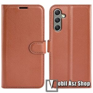WALLET notesz / mappa tok - BARNA - oldalra nyíló, asztali tartó funkciós, bankkártyatartó, szilikon belsővel, mágneses záródás - SAMSUNG Galaxy A24 4G (SM-A245F/DS) kép